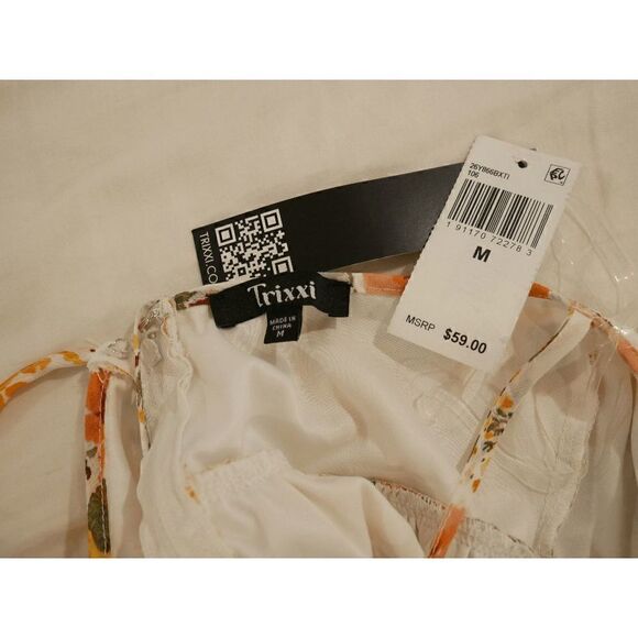 Trixxi Juniors Printed Ruffled Dress Ivory Multi Floral M - Picture 8 of 8